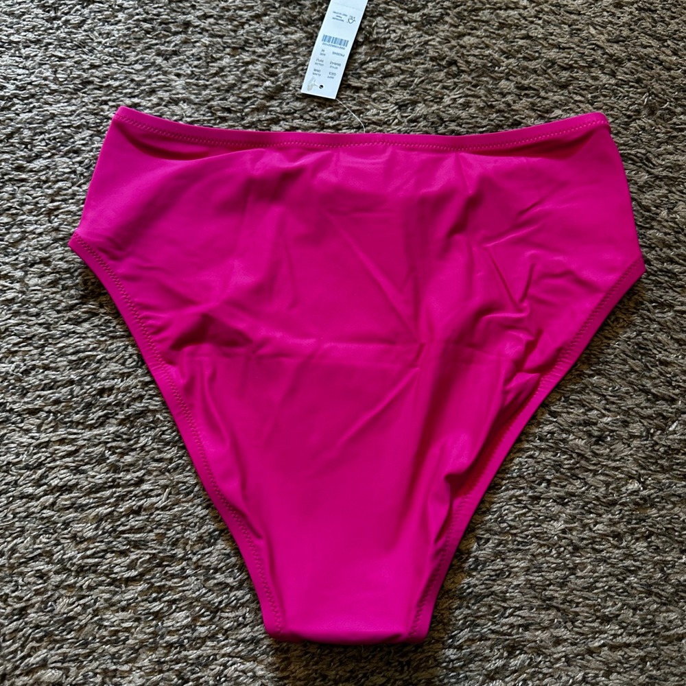 J.Crew High-Waisted Bikini Bottom Swimsuit Hot Pink Full Coverage Size M - Picture 6 of 6